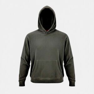 Negative Space Hoodie Medium Green Corduroy Chenille Ribbed Pullover Oversized